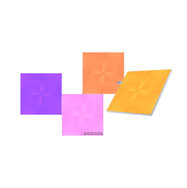 Nanoleaf Canvas color-changing square smart modular light panels. 4 pack. Has expansion packs and flex linker accessories. Similar to Philips Hue, Lifx. HomeKit, Google Assistant, Amazon Alexa, IFTTT.