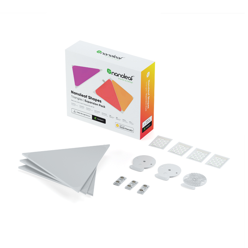 Nanoleaf Shapes Thread-enabled color-changing triangle smart modular light panels. 3 pack expansion. Similar to Philips Hue, Lifx. HomeKit, Google Assistant, Amazon Alexa, IFTTT. 
