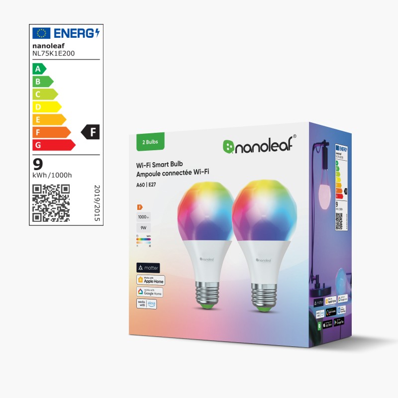 Matter Wi-Fi E27 Smart Bulb 2 Pack