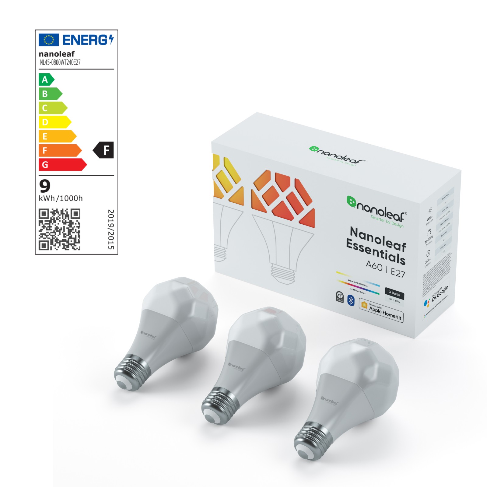 Nanoleaf Essentials Thread enabled color changing smart light bulbs. 3 pack. Similar to Wyze. HomeKit, Google Assistant, Amazon Alexa, IFTTT.
